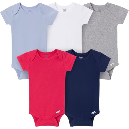 Image of Gerber Baby Boys & Girls 5-Pack Solid Onesies Bodysuits