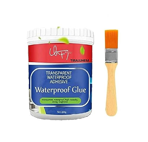 Image of Crack Seal Glue 300gm with Brush Transparent Waterproof Resin Epoxy for Roof Leakage Crack Seal Agent Roof Water Leakage Solution Water Proof Glue for Waterproofing (300g (pack of 1))