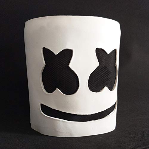 Pure Compression Halloween DJ LED Marshmallow Cover - Carnaval Party Light Up Mask Costume Cosplay - Music Festival Headgear Prop Latex Full Head Hat - Marshmellow Carnival Accessories