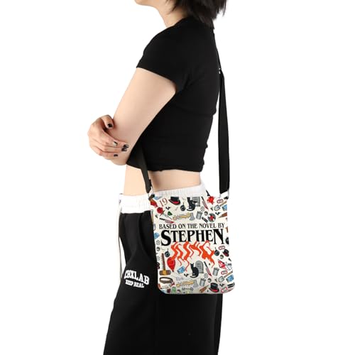 PWHAOO Book Inspired Gift Reading Enthusiasts Crossbody Bag Book Fan Travel Bag Horror Bookish Gift 5