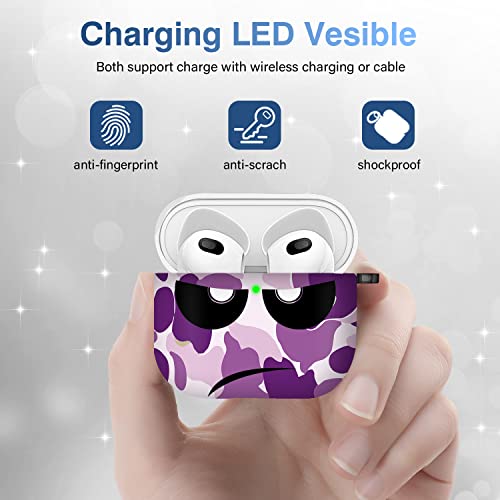 Image of for Airpods 3 Case 2021, Don't Touch Me for Airpods Cover with Keychain Soft Cute Shockproof Cover for Women Men Compatible with for Airpods 3 Charging Case,Purple