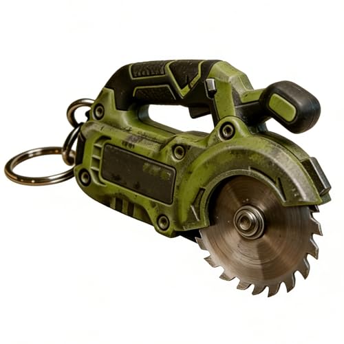 Anillo de motosierra eléctrica – 2,4 pulgadas plástico DIY leñador novedad | Decoración para bolso escolar, llavero de coche, vacaciones, Navidad, calcetines, hombres, padre, amigo, We