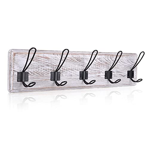 Yihata Coat Hooks For Wall, 24" Wall Coat Rack With 5 Hooks Wall Mounted Solid Pine Wooden Entryway Towel Coat Hooks-Heavy Duty Hooks #TOP4