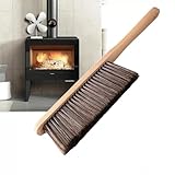 Serenophile Cepillo de chimenea con mango de madera con cabezal en forma para limpieza de hogar, herramienta de costura de borde para llegar a esquinas estrechas y mantener chimeneas, marrón