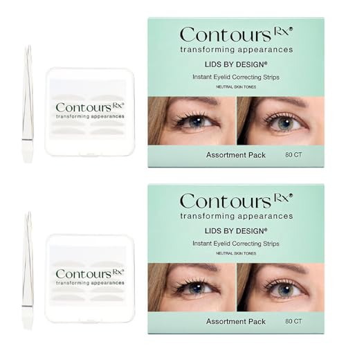 Contours Rx Lids by Design – Eyelid Lift Strips for Dramatic Lift on Hooded, Droopy Eyelids – Medical-Grade, Anti-Aging, Non-Surgical Eye Tape – 160 Count (Assorted (160ct))