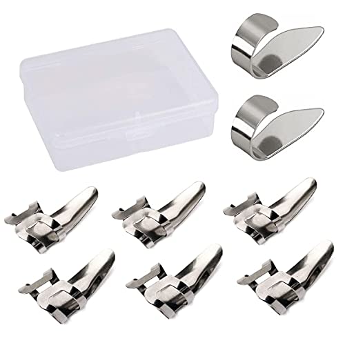 Jiayouy 8Pcs Guitar Thumb Finger Picks Set With Storage Box Stainless Steel Guitar Picks For Guitar Bass Banjo Ukulele Silver #TOP4