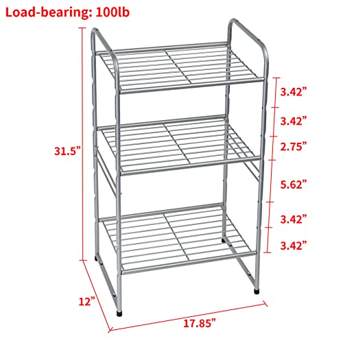 Georis 3-Tier Heavy Duty Wire Shelving Unit Storage Rack, Stackable Extendable Plant Stand Organizer With Adjustable Shelf, Water Bottle Storage Holder, Silver #TOP2