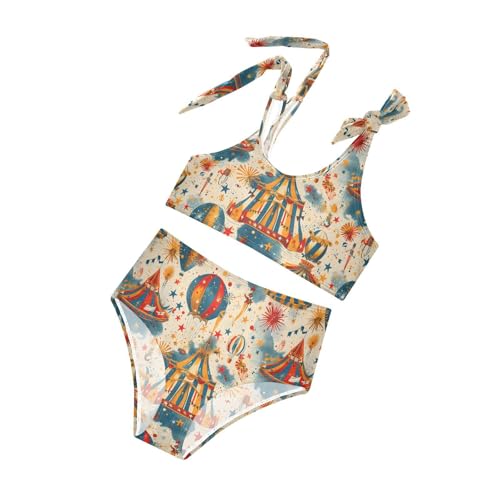 Image of Girls Swimsuit Two Piece Swimwear Bikini Set Pink Bow Softball Bathing Suit for 3-12T,