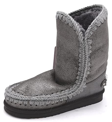Mou Eskimo 24 avec logo en strass blanc bottines en peau de mouton