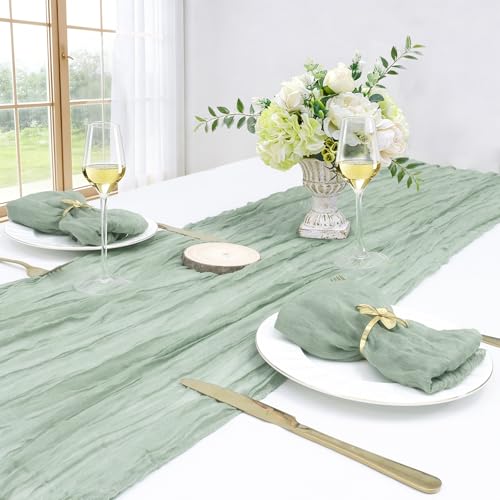 INVGEEXI 50 Pcs Sage Green Cheesecloth Napkins 20x20 Inches, Boho Cheese Cloth Napkins Gauze Dinner Napkins for Wedding Birthday Baby Shower Party Decor - Thumbnail 4