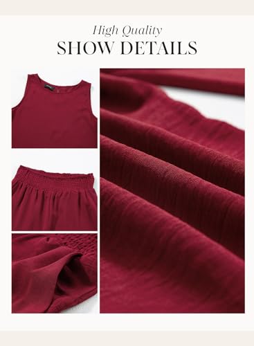 Image of Dokotoo Womens 2 Piece Outfits Tank Tops Elastic Waist Wide Leg Pants Sets | Sleeveless,Wide Leg,Loungewear Set,Cruise Travel Outfits,Beach Vacation Clothes,With Pocket