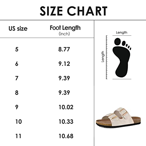 Mysoft Womens Slide Sandals Cork Footbed，2 Straps Adjustable Buckle Slip On Sandals With +Comfort Arch Support #TOP6