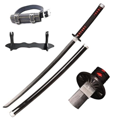 lkjad Cosplay Anime Katana Swords, Tanjirou Samurai Sword, Demon Slayer Sword Sunwheel Knife Black 40 in