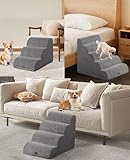 Hundetreppe, Rutschfeste Hundetreppe für kleine Hunde, 3 Stufen Wasserdicht Haustiertreppe, Hunde Treppe für Bett und Sofa 40 cm Hoch, mit Abnehmbarem, Waschbarem Bezug und Rutschfestem Boden