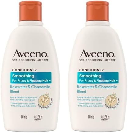 Aveeno Smoothing Rosewater and Chamomile Scalp Soothing Conditioner for Frizzy Hair 300ml (Pack of 2)