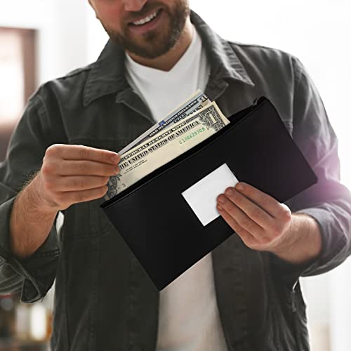 30 Pieces Money Bank Bag with Zipper Pouch for Cash 11 x 6 Inch Security Bank Deposit Bag with Clear Window Leatherette Money Cash Coin Wallet(Black) - Thumbnail 5