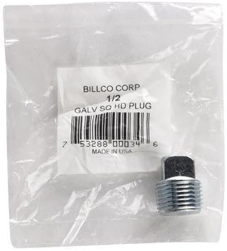 Billco 1/2 in. MPT 0.97 in. L Galvanized Steel Square Head Plug