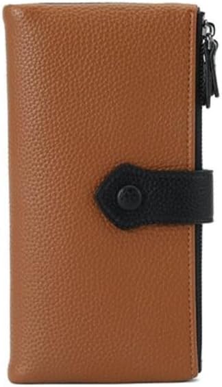 Women Slim Wallet Rfid Blocking With Passport And Credit Cards Holder Purse For Minimalist Soft Leather Zipper Monederos (brown)