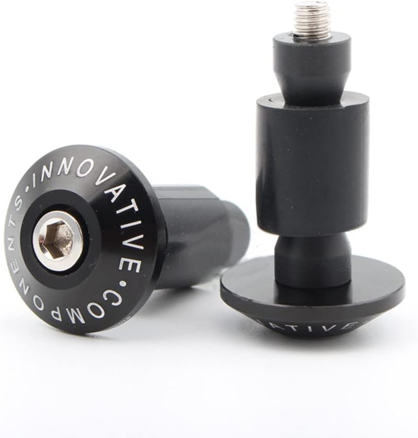 2x 22mm Black Motorcycle Handlebar End Plug Covers Kit with Bolts Expansion Tubes Hex Wrench for 7/8Inch Motorcycle Bars