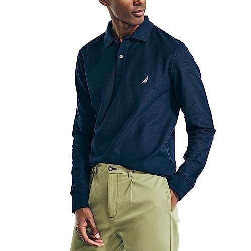 Nautica Men's Sustainably Crafted Classic Fit Long-Sleeve Deck Polo