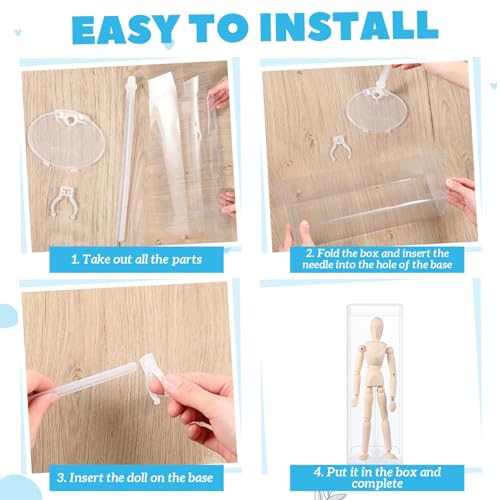 Image of Briwooody 10 Sets transparent adjustable Doll Stands display holder with Gift Boxes Action Figure Stands for 9 to 12 Inch Adjustable Waist Clip for Home Shop Birthday Party Favor (Transparent)