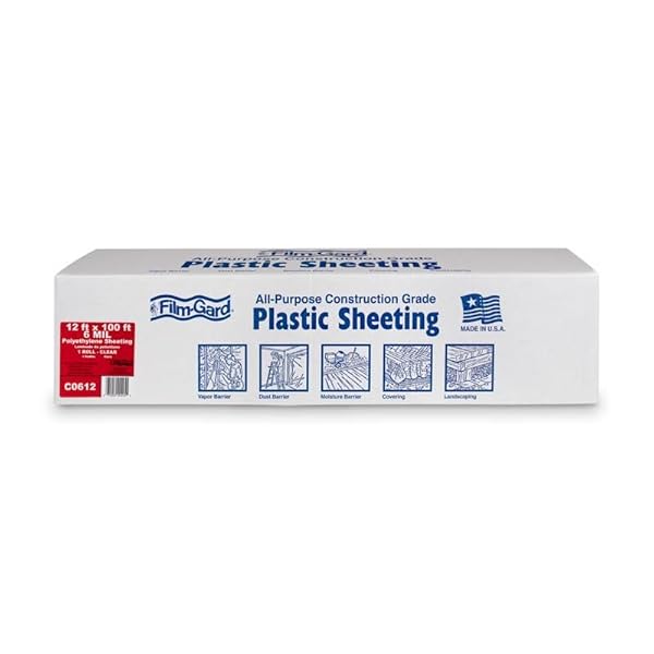 Berry Plastics Film-Gard Plastic Sheeting 6 mil x 12 ft. W x 100 ft. L Polyethylene Clear by Berry Plastics - Used condition - US$59.39