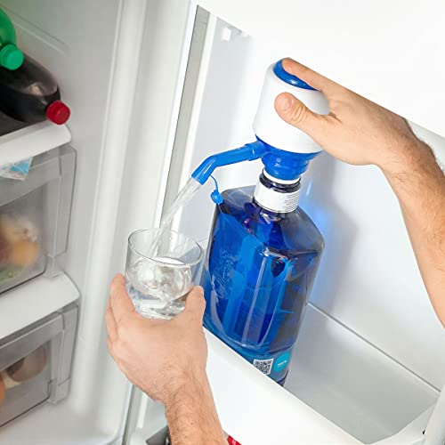 InnovaGoods® Manueller Wasserspender für XL-Flaschen, Einfache Handhabung, BPA-frei, Inklusive 3 Saugschläuche, Blau/Weiß, 8 x 16,5 x 18 cm, Polypropylen