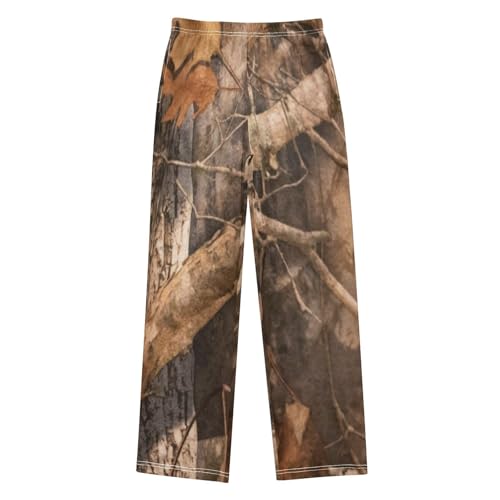 ZZXXB Tree Camo Boys Long Pants Soft Trousers Elastic Waist Kids Lounge Bottoms with Pockets S-XL