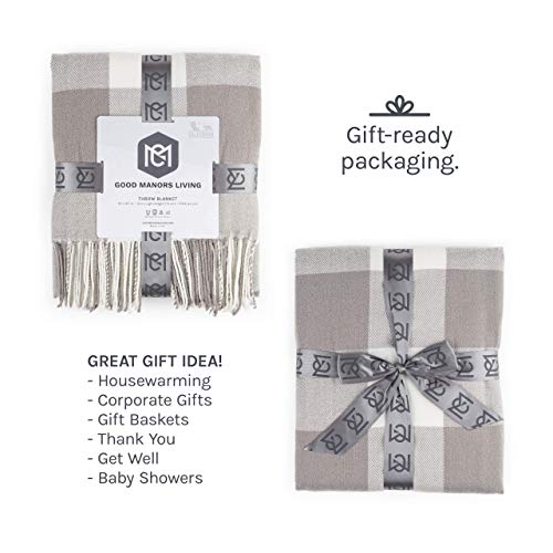 Buffalo Plaid Throw Blanket For Couch - Farmhouse Throw With Check Pattern - Soft Woven With Decorative Fringe - Lightweight For Bed, Sofa, Chair, Office, Outdoor - 50 X 60 In. (Gray) #TOP4