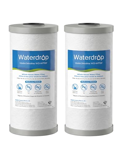 Image of Waterdrop WF10F Whole House Water Filter, Compatible with WHF21-FG, Any 10 inch x 4.5 inch System, Reduces Iron and Manganese, 5 Micron, 2 Pack