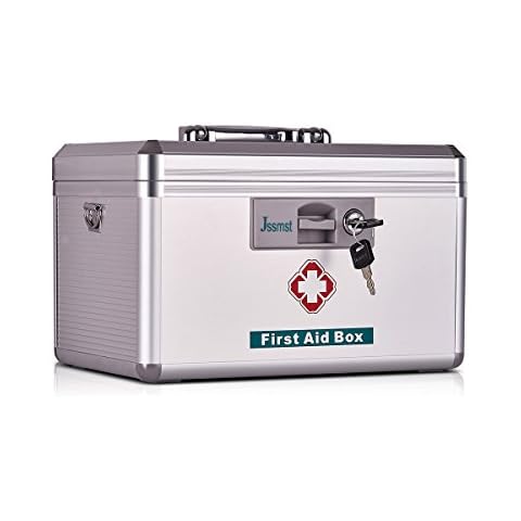 Jssmst Locking Medicine Box - New Version Medical Box with Drugs Storage, Non-metal Boxes for Home Use, 11.4 x 8.1 x7.4 Inches, New(MC14020) Cover