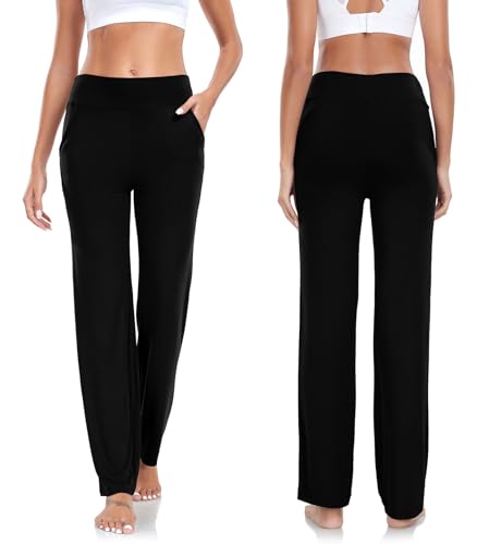TownCat Women’s Yoga Pants with Pockets, High Waist Workout Straight Leg Pants, Womens Soft Gym Stretch Bootcut Pants3