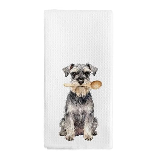 nvucamd Funny Schnauzer Gifts Kitchen Towels, Mini Schnauzer Dog Gifts for Women Dog Lovers Hand Towels, Miniature Schnauzers Dish Tea Towel for Kitchen Accessories Decor, 16x24 Inch