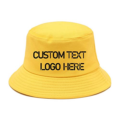 Custom Bucket Hats For Women Teens Sun Visor Fisherman Uv Beach Hat Mens Cap Yellow #TOP3