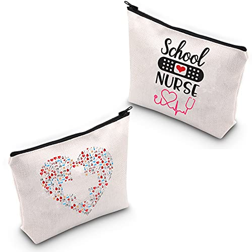 PLITI Bolsa de maquillaje para enfermera de la escuela, bolsa de viaje cosmética, regalo de graduación para estudiantes de medicina, Enfermera Escolar U Cover
