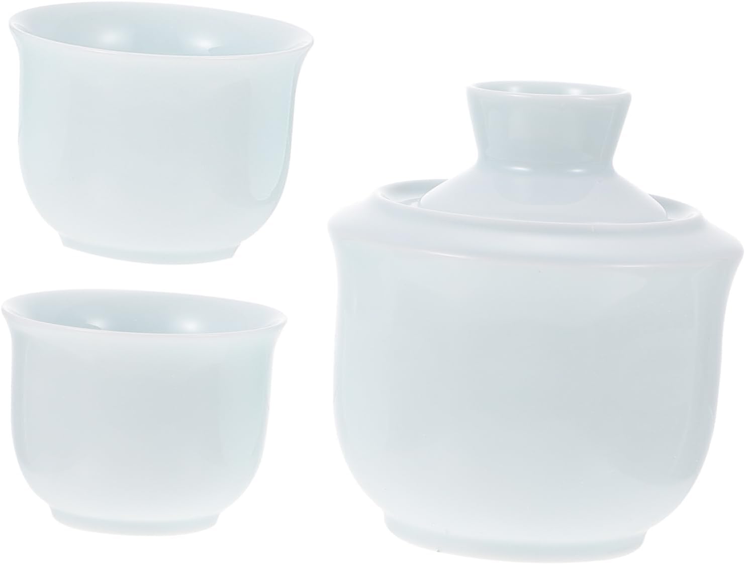 Mobestech Ceramic Wine Warmer Set with Cups Traditional Chinese Design Sky-Blue Finish Multi-functional Liquor Warmer for Home Use for Winter Gatherings