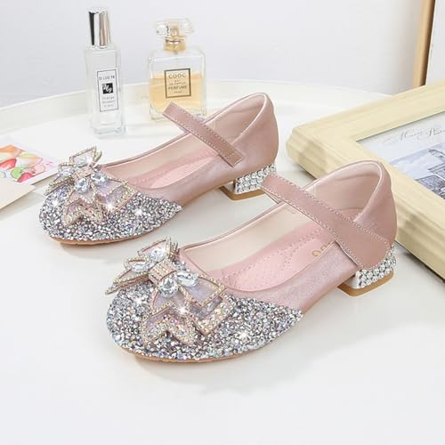 Girls Dress Shoes Mary Jane Wedding Party Glitter Low Heel Bow Princess Flower Shoe for Toddler/Little Kid4