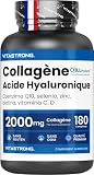 Collagen and Hyaluronic Acid 180 Tablets, 2000mg Hydrolyzed Collagen Quality COLLinstant with Biotin, CoQ10, Zinc, Selenium, Vitamin C & D, Collagen Supplements for Women and Men, Skin, Bones, Joints - 1