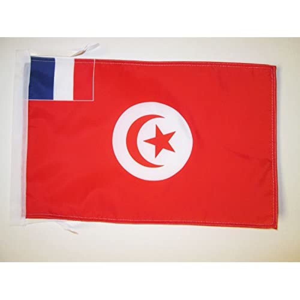 AZ FLAG - French protectorate of Tunisia 1881-1956 Flag - 18'' x 12'' - 100% Polyester historic tunisian Small Banner with Two Cords - Fade Resistant - Vivid Colors - 18x12 in - 45x30 Cm — image 1