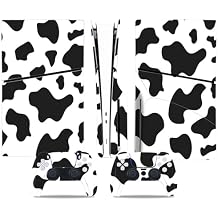 Skin Sticker Compatible with PS5 Slim Disc Console, Vinyl Decal Protective Cover for Wireless Controller Black White