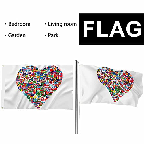 Swono World Flags Set Flag Peace Love Heart International Global World Country Outdoor Garden Flag Indoor Flag Home Decor Standing Farm Flag Banner 3X5Ft #TOP5