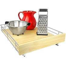 LYNK PROFESSIONAL SELECTTM Slide Out Cabinet Organizer Pull Out Drawer, 17" x 21" Pull Out Cabinet Organizer Pull Out Shelves for Kitchen Cabinets Roll Out - , Wood Chrome