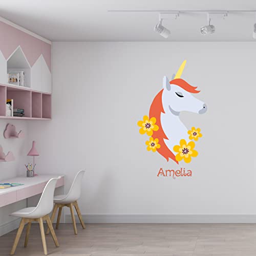 Personalized Unicorn for Girls – Wall Decal with Your Kid Name – Bright Sticker for Children and Teens – Beautiful Decoration for Nursery Bedroom – Personalized Girls Room D?cor 22×34