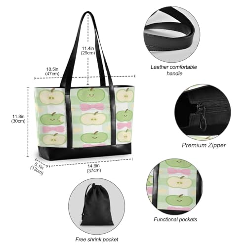 Cute Green fruit Bow simple work bag with laptop compartment with zipper tote bag with zipper for office with bulto para laptop4