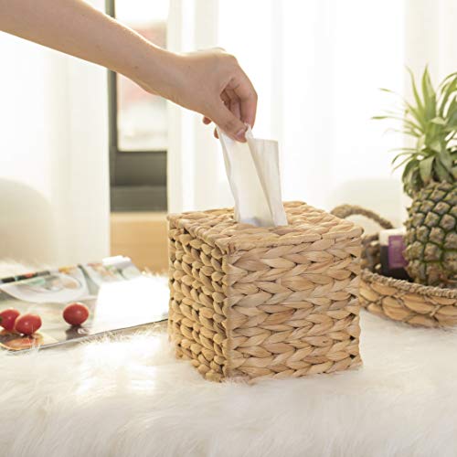 Vintiquewise Water Hyacinth Wicker Tissue Box Cover (Square) #TOP1