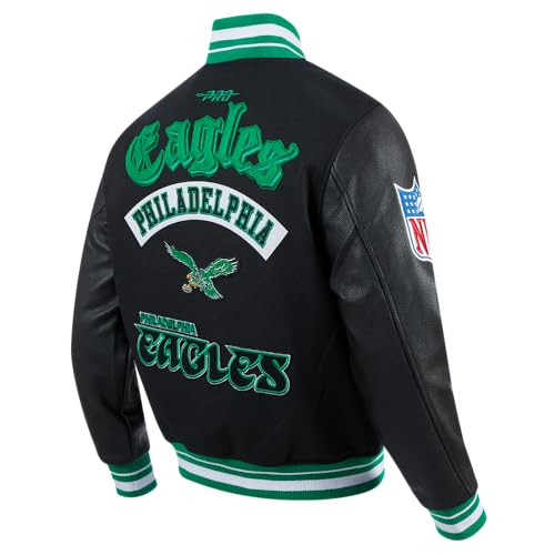 Pro Standard Mens NFL Philadelphia Eagles Best Of Varsity Jacket Black/Green XL - Image 6