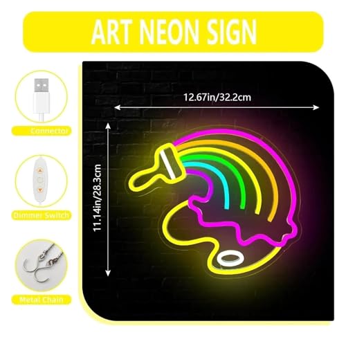 Néon arc-en-ciel déco murale 32x28 cm pour chambre et bibliothèque - 4