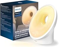 PHILIPS Sleep & Wake-up Light, farbige Sonnenaufgangssimulation, 25 Lichtstärken, mehrere Töne und Musik, Mitternachtslicht, Entspannungs- und Atemfunktion (Modell HF3651/01)