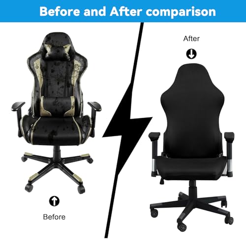 Miniatura 4 de Luckwaii Funda Para Silla Gaming 6 Piezas Funda Para Silla De Escritorio Extensible Desmontable Con Reposabrazos Funda Para Reposabrazos Silla Funda Para Silla De Oficina Funda Para Silla De