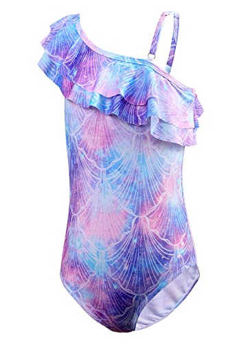 DAXIANG Maillot de Bain Fille 1 Piece Imprimé Sirène/Coquillage Bikini à Volants pour Enfant Cover